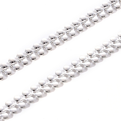 Серебро Латунные цепные цепи, форма листа, несварные, серебряные, 7.5x8x2 мм