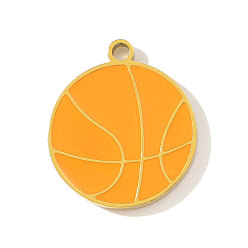 Оранжевый 304 нержавеющей стальной эмали подвески, Баскетбол прелести, ионное покрытие (ip), реальный 18 k позолоченный, оранжевые, 18x16 мм