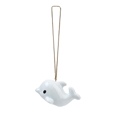 Azur Pendentifs décoratifs en porcelaine faite à la main représentant de jolis dauphins, ornement à suspendre pour voiture, maison et sac, azur, 170mm