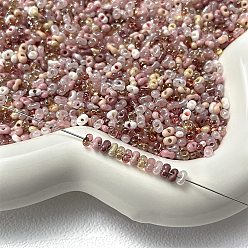 Pink Стеклянные бусины, овальные, аксессуары для браслетов своими руками, розовые, 4x3x2 мм, отверстие : 0.8 мм