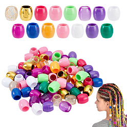 Mixed Color 4 Sets 4 Colors Plastic Large-Hole Jute Braid Dreadlock Accessory, Round, Mixed Color, 16x13mm, Inner Diameter: 8mm, 1 set/color
