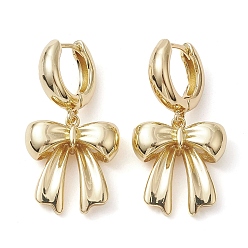 Настоящее золото 18K Серьги-кольца с бантом из латуни, долговечный, без свинца и без кадмия, реальный 18 k позолоченный, 35x18.5 мм