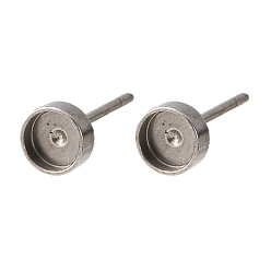 Нержавеющая Сталь Цвет 201 Выводы серьги из нержавеющей стали шпилька, плоско-круглые, с 316 нержавеющей стали, цвет нержавеющей стали, лоток : 4.5 мм, 5 мм, штифты : 0.8x11 мм