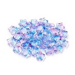 Deep Sky Blue Electroplate Glass Beads, Star, Two Tone, Deep Sky Blue, 8.5x8.5x4mm, Hole: 1mm