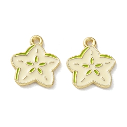 Бежевый Эмалевые подвески из фруктового сплава, карамбола, золотой свет, бежевые, 16x14x1.5 мм, отверстие : 1.4 мм