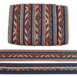 Colorful Ethnic Style Polyester Ribbons, Rhombus Pattern, Colorful, 2-1/8 inch(53mm)