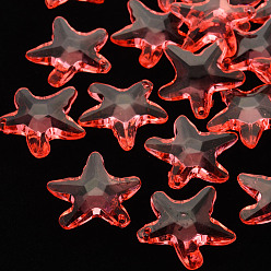 Orangerosa Transparente Acryl Perlen, Stern, Orangerosa, 28.5x29.5x7.5 mm, Bohrung: 1.8 mm, ca. 189 Stk. / 500 g