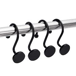 Black 2Bags Iron Shower Curtain Hook for Bathroom, Black, 54mm, 12pcs/bag