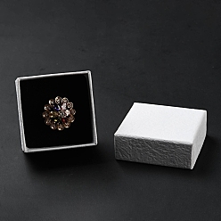 White Texture Paper Jewelry Gift Boxes, with Sponge Mat Inside, Square, White, 5.1x5.1x3.3cm, Inner Diameter: 4.6x4.6cm, Deep: 3cm