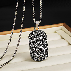 Рыбы 201 Овальные подвески из нержавеющей стали с выгравированными созвездиями для мужчин, античное серебро, Рыбы, 23.62~27.56 дюйм (60~70 см)