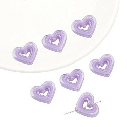 Лиловый 5 шт прозрачные акриловые бусины, бусина в бусине, сердце, сирень, 20x23 мм