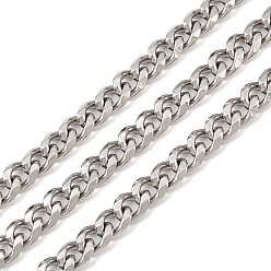 Нержавеющая Сталь Цвет Изготовление мужских ювелирных изделий, устойчивых к потускнению 201 цепи из нержавеющей стали, несварные, граненые, цвет нержавеющей стали, 7x5x2 мм