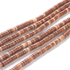 Родонит Природные родонит бисер нитей, Heishi бусы, Плоский круглый / диск, 4~4.5x2.5 мм, отверстие : 0.7 мм, около 167 шт / нитка, 15.43 дюйм (39.2 см)