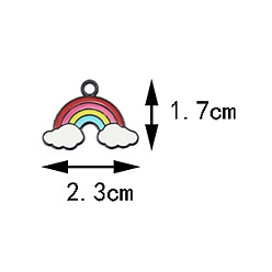 Cloud Golden Alloy with Enamel Pendants, Pride Rainbow Flag Theme, Cloud, 23x17mm