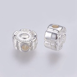 Argent Ccb perles en plastique, fleur, couleur argent plaqué, 6x3.5mm, Trou: 1mm