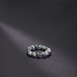 Другие Нефриты Эластичные кольца из натурального нефрита, круглые, бусины : 4 мм, внутренний диаметр: регулируемый