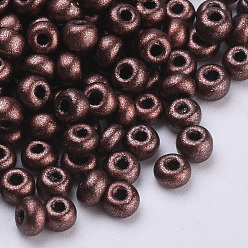 Coconut Brown Baking Paint Glass Seed Beads, Round, Coconut Brown, 3x1.5~3mm, Hole: 1mm, about 10000pcs/bag, about 450g/bag