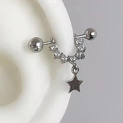 Звезда Стремена из нержавеющей стали с прозрачным кубическим цирконием, цвет нержавеющей стали, звезда, 8 мм