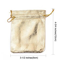 Gold Organza Bags, Rectangle, Gold, 12x9cm