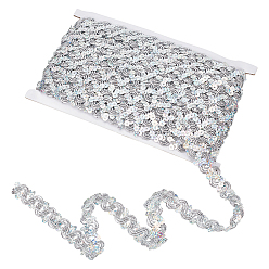 Серебро 13m металлизированная кружевная отделка, волнистая лента с пайеткой, для шитья украшения, серебряные, 3/4 дюйм (18 мм), около 14.22 ярдов (13 м) / карту