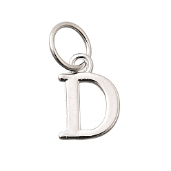 Letter D 925 стерлингов серебряные подвески, буквы, Буква D, 9.5x7x1 мм, отверстие : 4 мм