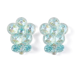 Бледно-бирюзовый Прозрачные кабошоны для декодирования цветов из эпоксидной смолы, с блеском порошок, бледные бирюзовая, 25x19.5x6.5 мм