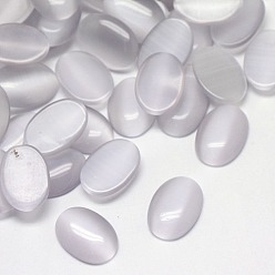 WhiteSmoke Cat Eye Cabochons, Oval, WhiteSmoke, 5x3x2mm