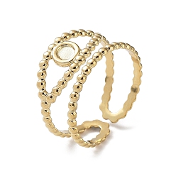 Настоящее золото 14K 304 компоненты открытого кольца манжеты из нержавеющей стали, настройки кольца чашки безеля, глаз с круглым лотком, реальный 14 k позолоченный, внутренний диаметр: 17.8 мм, лоток : 3 мм