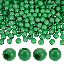 Зеленый 250шт деревянные европейские бусины-рондели, зелёные, 20x17.5 мм, отверстие : 9 мм, 250 шт / комплект
