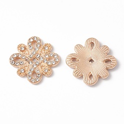 Light Gold Alloy Rhinestone Cabochons, Knot, Light Gold, 16x16x2mm