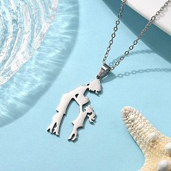 Нержавеющая Сталь Цвет 304 ожерелья из нержавеющей стали с подвесками для мамы и дочки в подарок на день матери, цвет нержавеющей стали, 19.69 дюйм (50 см)