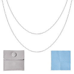 Серебро 1ms925 цепочки Figaro из стерлингового серебра, несварные, с 1полировочной тканью и бархатными мешочками для ювелирных изделий, серебряные, 3.5x1.5x0.4 мм