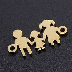 Golden 201 Stainless Steel Links connectors, Human, Family, Golden, 10x19x1mm, Hole: 1.4mm
