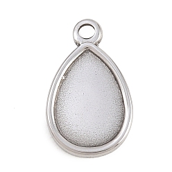 Teardrop 304 Настройки кабошон из нержавеющей стали кулон, цвет нержавеющей стали, слеза, 20.5x13x2 мм, отверстие : 2 мм