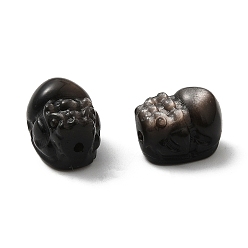 Obsidienne Perles d'obsidienne en argent naturel, pi yao, 13.5~14.5x10~10.5x10~10.5mm, Trou: 1.4mm