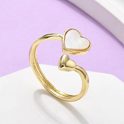 Настоящее золото 16K Кольца-манжеты из латуни для женщин, без кадмия и без свинца, сердце, реальный 16 k позолоченный, внутренний диаметр: 20 мм