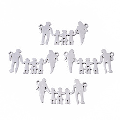 Stainless Steel Color Tarnish Resistant 201 Stainless Steel Links Connectors, Laser Cut, Family, Stainless Steel Color, 15x29x1mm, Hole: 1.4mm