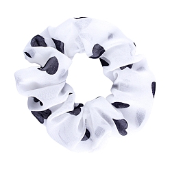 Черный Эластичные аксессуары для волос из ткани с узором в виде сердца, для девочек или женщин, резинка для волос / резинки для волос, чёрные, 100 мм, внутренний диаметр: 30 мм