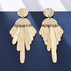 Золотой Плоские круглые серьги-люстры из цинкового сплава, с 304 штифтов из нержавеющей стали, золотые, 80x22 мм