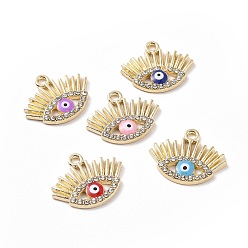 Light Gold Подвески из эмали и сплава, со стразами, очарование сглаза, золотой свет, 17.5x21.5x2 мм, отверстие : 1.8 мм