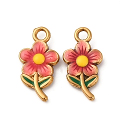 Цветок 304 нержавеющей стальной эмали подвески, золотые, цветок, 19.5x10x3 мм, отверстие : 2 мм