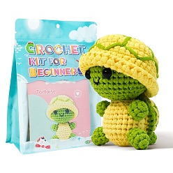 Лайм Наборы для вязания черепахи своими руками для начинающих, включая сердцевинную хлопчатобумажную нить, желто-зеленые, 3 см