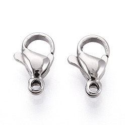 Нержавеющая Сталь Цвет 304 нержавеющая сталь застежка когтя омара, цвет нержавеющей стали, 11x6.5~7x3.5 мм, отверстие : 1.4 мм