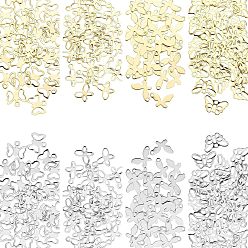 Couleur Mélangete 240 pcs 8 style 201 breloques en acier inoxydable, Coupe au laser, creux, papillon, couleur mixte, 9~13x7~10x0.5~0.8mm, Trou: 1.2~1.4mm, 30 pcs / style