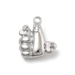 Платина Латунные микро проложить кубического циркония подвески, без кадмия, без никеля и без свинца, подвески для большого пальца, платина, 13.5x11.5x5 мм, отверстие : 1.2 мм