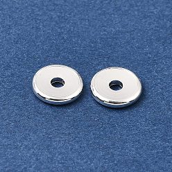 Silver Brass Beads, Disc, Rack Plating, Long-Lasting Plated, Silver, 6.8x1.2mm, Hole: 1.8mm