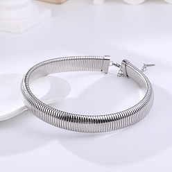 Серебро 304 браслеты-манжеты из нержавеющей стали в виде змеиной цепи для женщин, серебряные, внутренний диаметр: 22-7/8 дюйм (58 см)