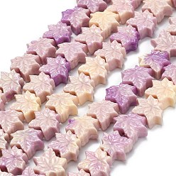 Лиловый Резные бусины из синтетического коралла, лист, сирень, 13.5~14x15~15.5x6 мм, отверстие : 1 мм