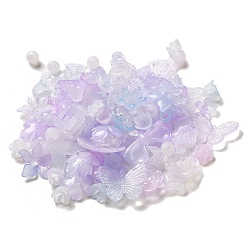 Lilas Perles acryliques de gelée d'imitation , formes mixtes, lilas, 7.5~27x7.5~29.5x2.5~7.5mm, Trou: 1.5~2mm