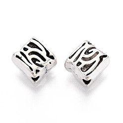 Античное Серебро Сплавочные овальные бусины тибетского стиля , ромб, античное серебро, 9x9x4.5 мм, отверстие : 1.6 мм